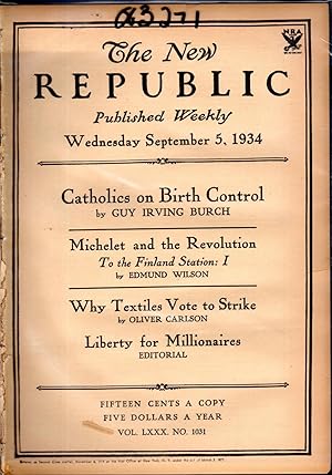 Imagen del vendedor de The New Republic, Volume LXXX (80): No. 1031: September 5, 1934 a la venta por Dorley House Books, Inc.