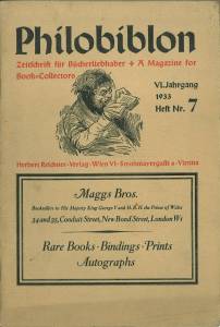 Bild des Verkufers fr Philobiblon. Zeitschrift fr Bcherliebhaber. A Magazine for Book-Collectors. VI. Jahrgang, Heft Nr. 7, 1933. zum Verkauf von Antiquariat Weinek