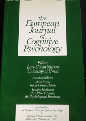 Seller image for THE EUROPEAN JOURNAL OF COGNITIVE PSYCHOLOGY. VOLUME 4 ISSUE 3. SEPTEMBER 1992. for sale by Libreria Lopez de Araujo