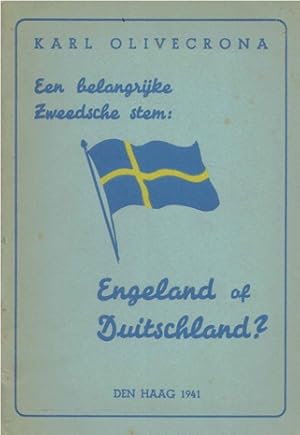 Imagen del vendedor de Een belangrijke Zweedsche stem: Engeland of Duitschland. a la venta por Antiquariaat van Starkenburg