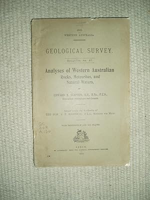 Imagen del vendedor de Analyses of Western Australian Rocks, Meteorites, and Natural Waters a la venta por Expatriate Bookshop of Denmark