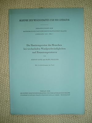 Imagen del vendedor de Die Hauttemperatur des Menschen bei wechselnden Windgeschwindigkeiten und Raumtemperaturen a la venta por Expatriate Bookshop of Denmark