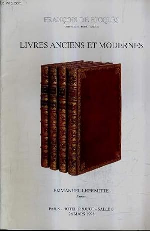 Seller image for CATALOGUE DE VENTES AUX ENCHERES - LIVRES ANCIENS ET MODERNES - PARIS HOTEL DROUOT SALLE 8 - 26 MARS 1998. for sale by Le-Livre