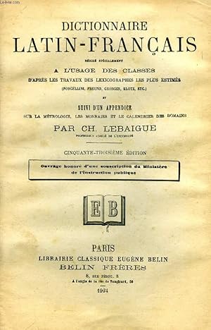 Seller image for DICTIONNAIRE LATIN-FRANCAIS for sale by Le-Livre