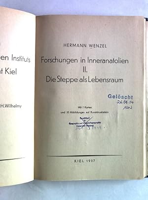 Bild des Verkufers fr Forschungen in Inneranatolien II: Die Steppe als Lebensraum. Schriften des Geographischen Instituts der Universitt Kiel, Band VII: Heft 3. zum Verkauf von Antiquariat Bookfarm