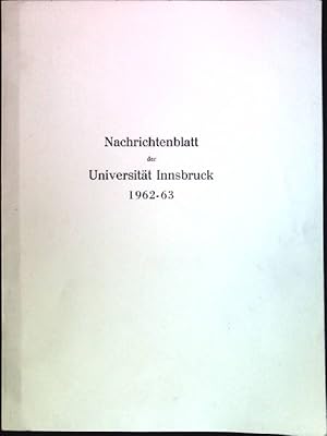 Bild des Verkufers fr Nachrichtenblatt der Universitt Innsbruck 1962-63 zum Verkauf von books4less (Versandantiquariat Petra Gros GmbH & Co. KG)