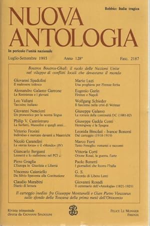 Seller image for Nuova Antologia Luglio- Settembre 1993 Vol. 570 Fasc. 2187 Rivista trimestrale di lettere, scienze ed arti diretta da Giovanni Spadolini for sale by Di Mano in Mano Soc. Coop