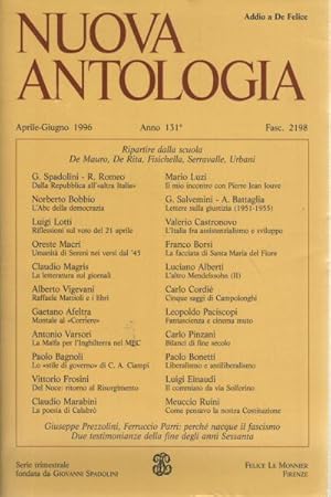 Seller image for Nuova Antologia Aprile-Giugno 1996 Vol. 576 Fasc. 2198 Rivista di lettere, scienze et arti for sale by Di Mano in Mano Soc. Coop