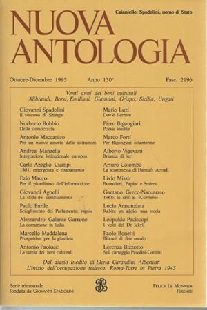 Seller image for Nuova Antologia Ottobre-Dicembre 1995 Vol. 575 Fasc. 2196 Rivista di lettere, scienze et arti for sale by Di Mano in Mano Soc. Coop
