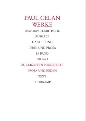 Bild des Verkufers fr Werke Prosa. Tl.1 zum Verkauf von Rheinberg-Buch Andreas Meier eK