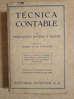 Imagen del vendedor de TECNICA CONTABLE Prologo de Pedro Gual Villalbi Obra de consulta utilisima para jefes de contabilidad, directores de empresas, contables a la venta por Gibbon Libreria