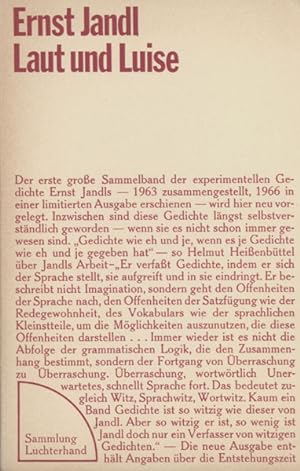 Seller image for Laut und Luise. (Nachwort Helmut Heissenbttel). for sale by Georg Fritsch Antiquariat