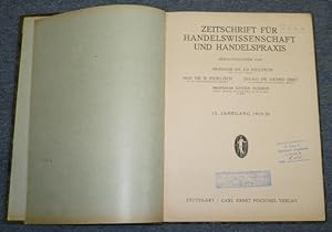 Imagen del vendedor de Zeitschrift fr Handelswissenschaft und Handelspraxis. 12. Jg. 1919/20 a la venta por Antikvariat Valentinska