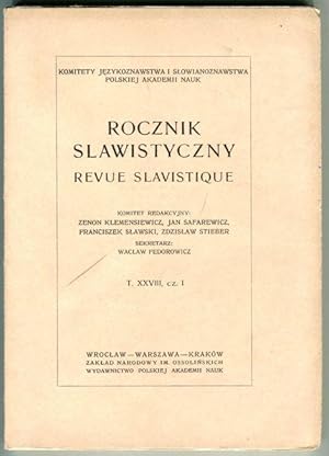 Imagen del vendedor de Rocznik slawistyczny. Revue slavistique. T. XXVIII, cz. I a la venta por Antikvariat Valentinska