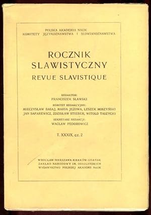 Rocznik slawistyczny. Revue slavistique. T. XXXIX, cz. 2
