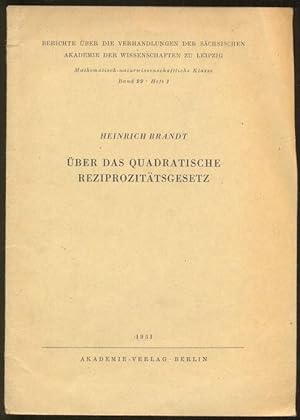 Seller image for ber das quadratische Reziprozittsgesetz [= Mathematisch-naturwissenschaftliche Klasse; Band 99, Heft 1] for sale by Antikvariat Valentinska
