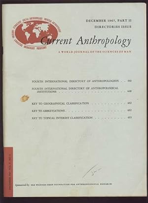 Seller image for Current Anthropology: A World Journal of the Sciences of Man; Vol. 8 * No. 5; Part II. * December 1967 for sale by Antikvariat Valentinska