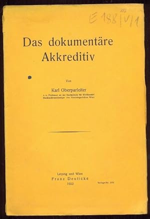 Seller image for Das dokumentre Akkreditiv for sale by Antikvariat Valentinska