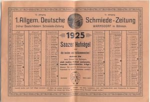 [Werbekalender der 1. Allgem. Deutschen Schmiede-Zeitung, Warnsdorf in Böhmen für das Jahr 1925]