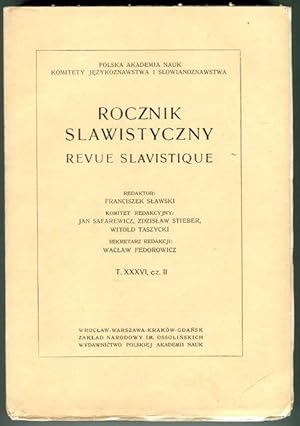 Rocznik slawistyczny. Revue slavistique. T. XXXVI, cz. II