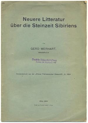 Seller image for Neuere Literatur ber die Steinzeit Sibiriens. Sonderabdruck aus der "Wiener Prhistorischen Zeitschrift", XI. 1924 for sale by Antikvariat Valentinska