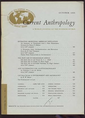 Seller image for Current Anthropology: A World Journal of the Sciences of Man; Vol. 7 * No. 4 * October 1966 for sale by Antikvariat Valentinska