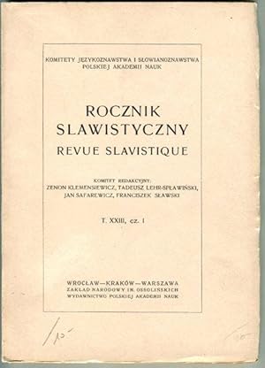 Imagen del vendedor de Rocznik slawistyczny. Revue slavistique. T. XXIII, cz. I a la venta por Antikvariat Valentinska