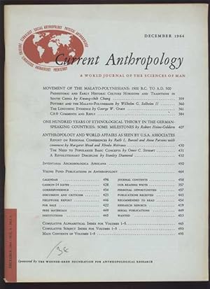 Seller image for Current Anthropology: A World Journal of the Sciences of Man; Vol. 5 * No. 5 * December 1964 for sale by Antikvariat Valentinska