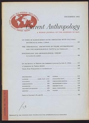 Seller image for Current Anthropology: A World Journal of the Sciences of Man; Vol. 3 * No. 5 * December 1962 for sale by Antikvariat Valentinska