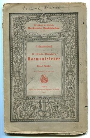 Imagen del vendedor de Aufgabenbuch zu E. Friedr. Richters Harmonielehre. 16 Aufl. a la venta por Antikvariat Valentinska