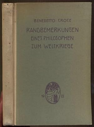 Image du vendeur pour Randbemerkungen eines Philosophen zum Weltkriege 1914-1920 mis en vente par Antikvariat Valentinska