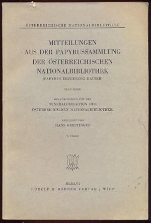 Mitteilungen aus der Papyrussammlung der Österreichischen Nationalbibliothek (Papyrus Erzherzog R...