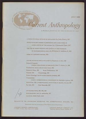Seller image for Current Anthropology: A World Journal of the Sciences of Man; Vol. 1 * No. 4 * July 1960 for sale by Antikvariat Valentinska