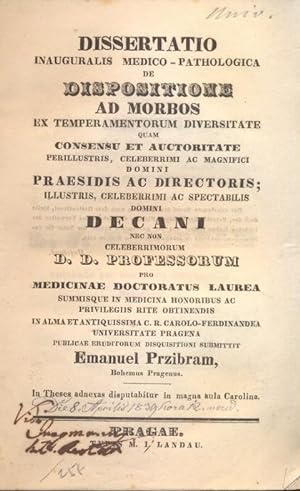 Dissertatio Inauguralis Medico-Pathologica de Dispositione ad Morbos ex Temperamentorum Diversita...