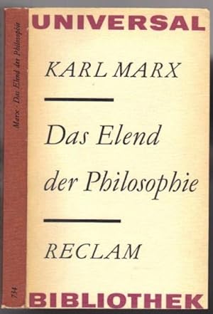 Bild des Verkufers fr Karl Marx. Das Elend der Philosophie zum Verkauf von Antikvariat Valentinska