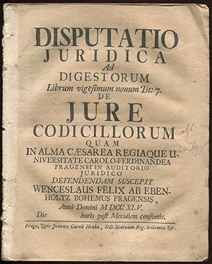 Disputatio juridica ad digestorum librum vigesimum nonum lit: 7 de Jure codicillorum quam in alma...