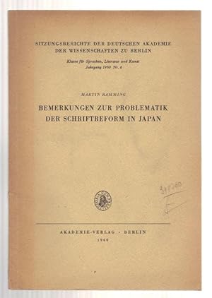 Bild des Verkufers fr Bemerkungen zur Problematik der Schriftreform in Japan zum Verkauf von Antikvariat Valentinska