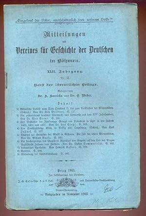 Bild des Verkufers fr Mittheilungen des Vereins fr Geschichte der Deutschen in Bhmen. Nebst der literarischen Beilage. XLII. Jahrgang - Heft II zum Verkauf von Antikvariat Valentinska