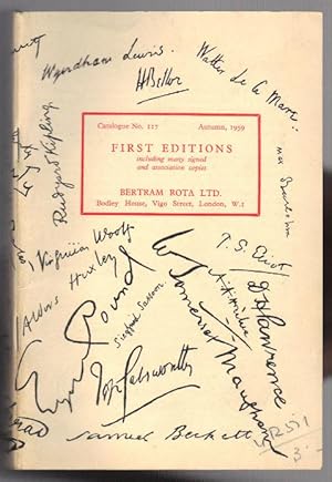 Bild des Verkufers fr First editions including many signed and association copies [= Catalogue; 117] zum Verkauf von Antikvariat Valentinska