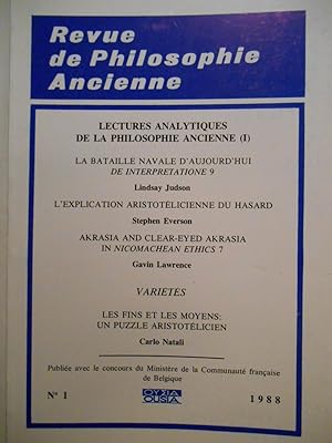 Imagen del vendedor de Revue de philosophie ancienne. TOME vi - N1 (1988). a la venta por Arca librairie