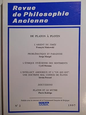 Image du vendeur pour Revue de philosophie ancienne. TOME xv - N2 (1997). mis en vente par Arca librairie