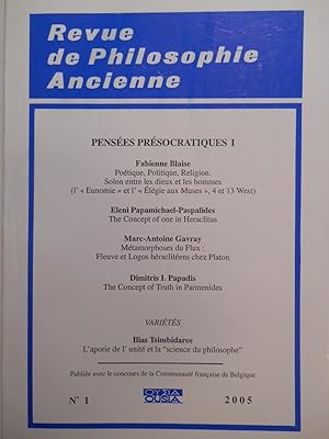 Revue de philosophie ancienne. TOME xxiii - N°1 (2005).