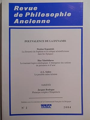 Revue de philosophie ancienne. TOME xxii - N°2 (2004).