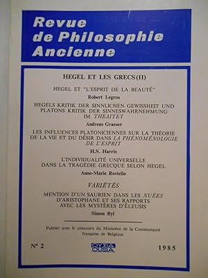Imagen del vendedor de Revue de philosophie ancienne. TOME iii - N2 (1985). a la venta por Arca librairie