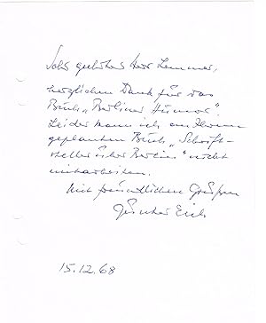 Immagine del venditore per Eigenh. Brief mit Unterschrift. venduto da Kotte Autographs GmbH