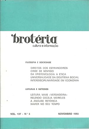 BROTÉRIA - Cultura e Informação. nº 5 - Vol. 137. Novembro de 1993