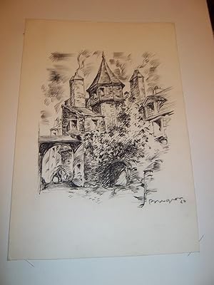 Immagine del venditore per DESSIN ORIGINAL : "NANTES - RUE DE LA POISSONNERIE" PAR JEAN-ARMAND BREGEON - 1967 - venduto da Librairie Guimard