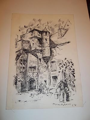 Immagine del venditore per DESSIN ORIGINAL : "NANTES - LA PSALETTE" PAR JEAN-ARMAND BREGEON - 1967 - venduto da Librairie Guimard