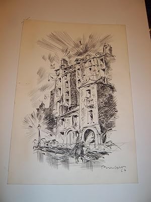 Immagine del venditore per DESSIN ORIGINAL : "NANTES - LA RUE DE L'ARCHE SECHE" PAR JEAN-ARMAND BREGEON - 1967 - venduto da Librairie Guimard