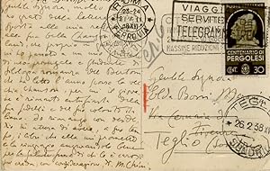 Cartolina postale manoscritta autografa, firmata, indirizzata a Elda Bossi, via Cernaia Firenze. ...